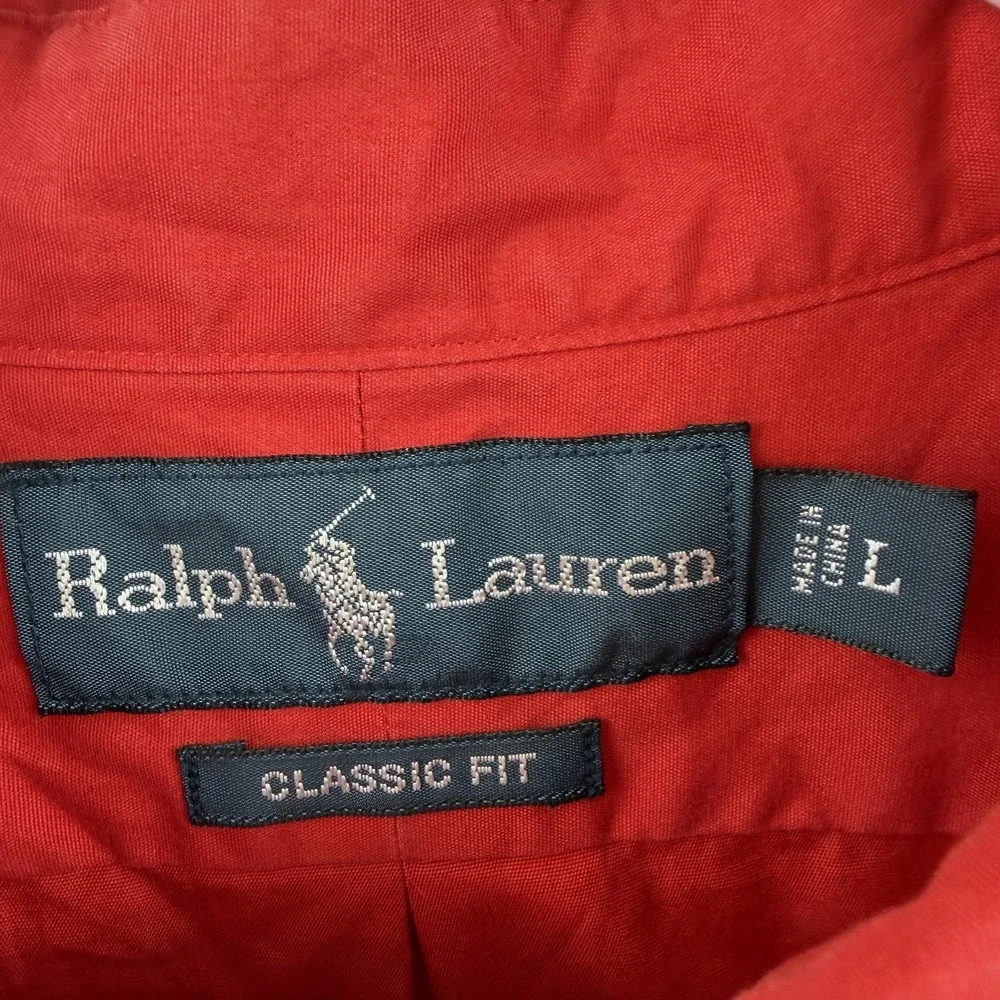 Ralph Lauren Shirt Mens Large Red Long Sleeve Button Down Pony Logo Classic Fit